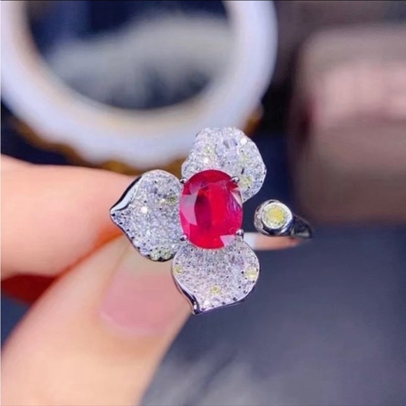 Unique Designer Natural Myanmar Ruby Ring - Picture 6 of 15